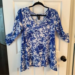 Ciara Sun Woo Blue & White Swing Top